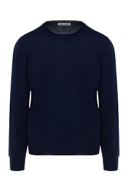 Long sleeve wool and cashmere sweater for men black
