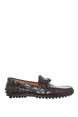 Men's crocodile leather moccasins brown