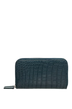 Men's alligator leather clutch bag blue