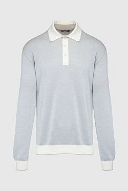 Long-sleeve polo shirt in silk and cashmere in gray