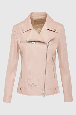 Pink genuine leather jacket for women