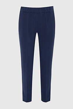 Women's fitted blue elastic waist trousers