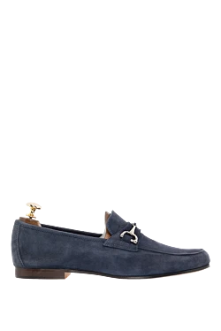 Blue suede loafers for men