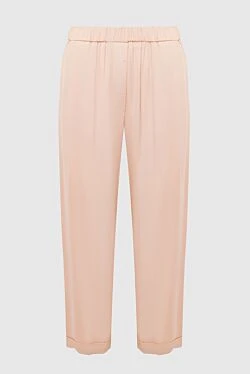 Beige viscose trousers for women