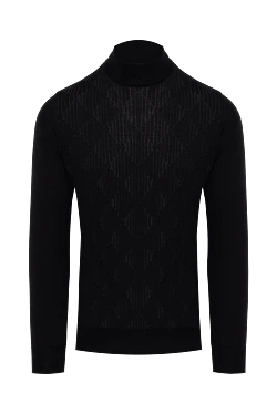 Men's jumper with a high stand-up collar made of cashmere and silk black