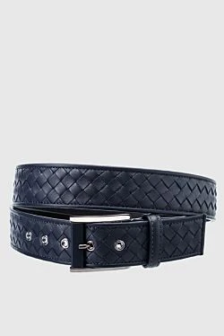 Blue leather belt for men