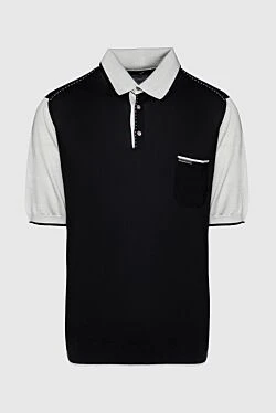 Шовкове поло з акцентною обробкою коміра та декоративним рядком по плечу