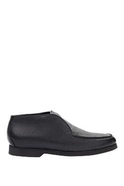 Black leather loafers for men