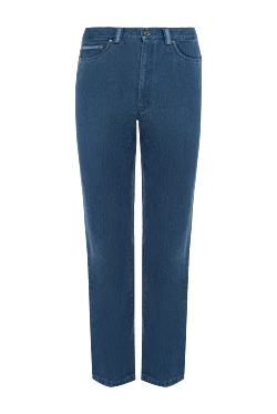 Класичні темно-сині джинси прямого крою з контрастним простроченням