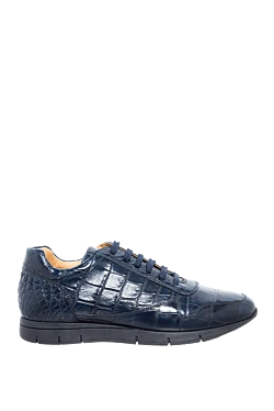 Blue crocodile leather sneakers for men