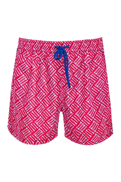 Red polyamide beach shorts for men