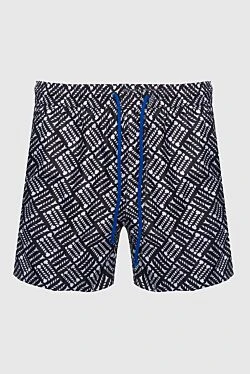 Black polyamide beach shorts for men