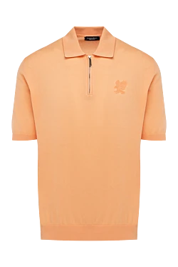 Помаранчеве поло з бавовни з коротким рукавом та застібкою на блискавці