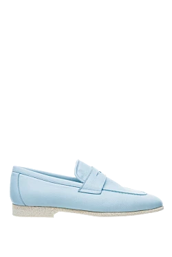 Blue leather loafers for women