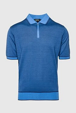 Blue silk polo for men