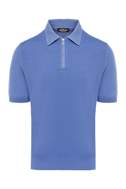 Blue silk polo for men