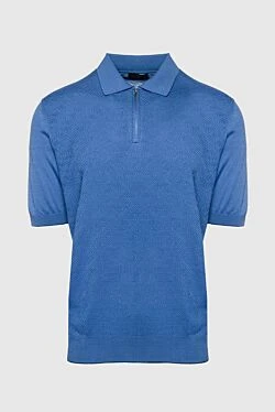 Blue silk polo for men