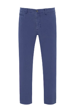 Blue cotton and cashmere pants for men