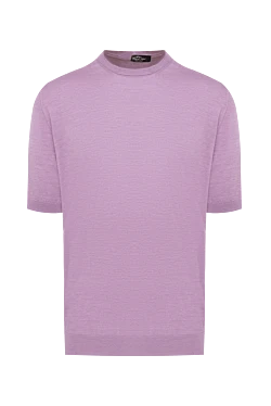 Short sleeve jumper in cotton and silk purple for men