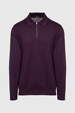 Long Sleeve Polo in Silk and Cashmere Violet for men