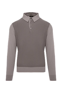 Long Sleeve Polo in Silk and Cashmere Gray for men