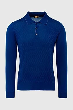 Silk long sleeve polo blue for men