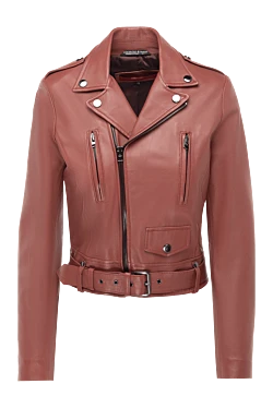 Pink genuine leather jacket for women