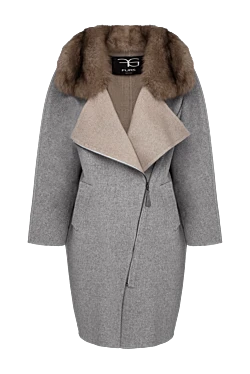 Пальто з кашеміру та соболя сіре жіноче