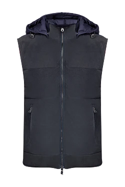 Blue suede and polyamide vest for men