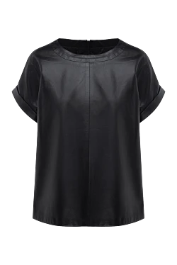Black leather blouse for women