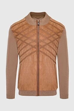 Cardigan for men from suede brown