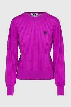 Pink wool and acrylic jumper for women