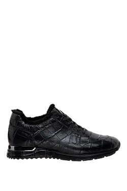 Black alligator sneakers for men