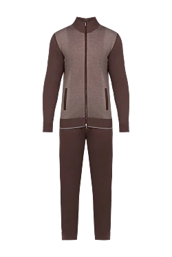 Men's sports suit made of wool, silk and cashmere, brown