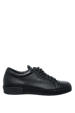 Black leather sneakers for men