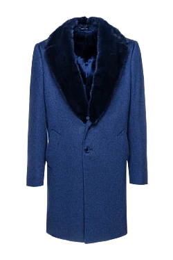 Blue cashmere and mink coat for men