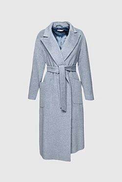 Пальто з ангори та вовни блакитне жіноче
