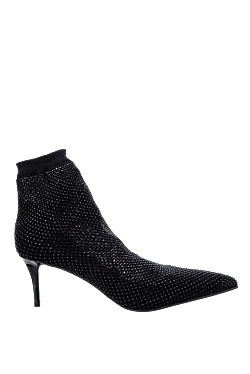 Women's black suede ankle boots with lurex
