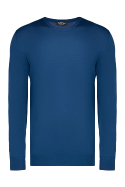 Cashmere and silk jumper blue for men