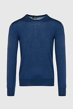 Cashmere, silk and wool jumper blue for men