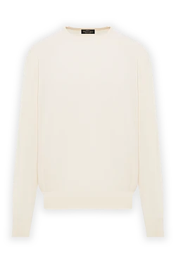 White cashmere, silk and wool jumper for men