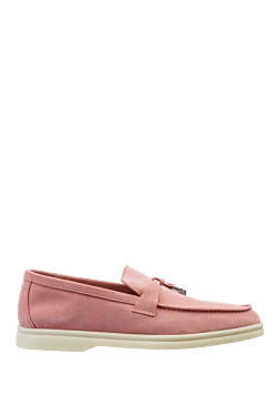 Pink suede loafers for women