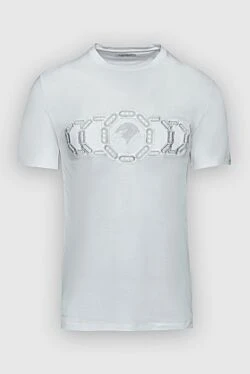 Футболка из хлопка и модала светлого оттенка с текстурным логотипом на груди