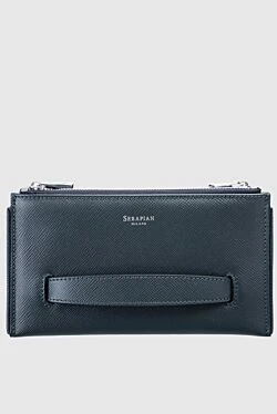 Men's clutch bag made of genuine leather blue