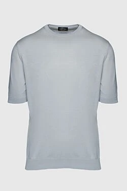 Short sleeve jumper in silk and cotton gray for men