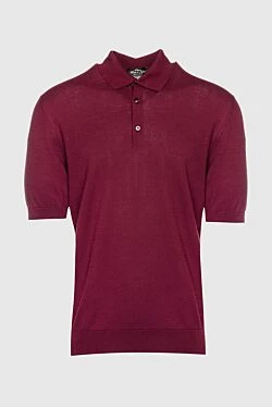 Cotton and silk polo burgundy for men