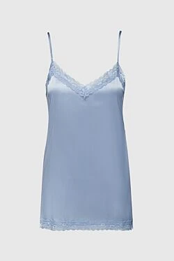 Women's blue silk and elastane top