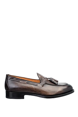 Brown leather loafers for men