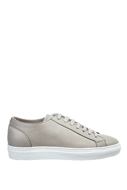 Beige leather sneakers for men