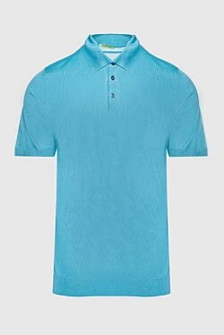 Blue silk polo for men